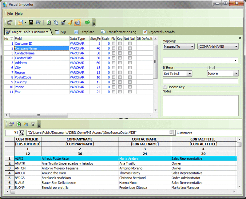 Visual Importer ETL Standard Screenshot